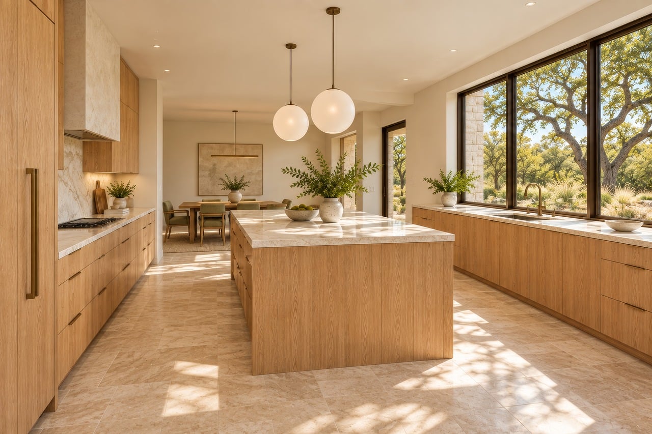Modern kitchen, kitchen island, pendant lights in Lakewood, CA